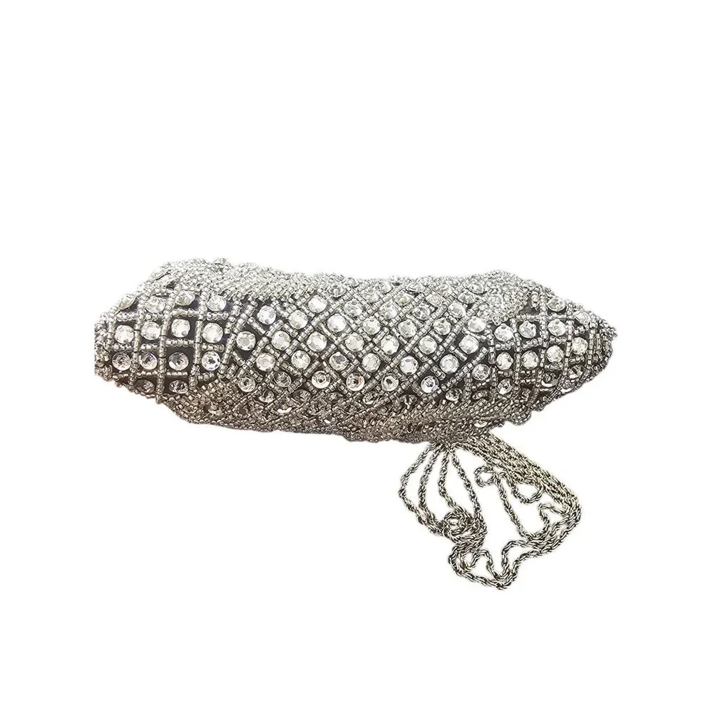 NWOT Black/Silver Crystal Beaded Handbag - La Regale